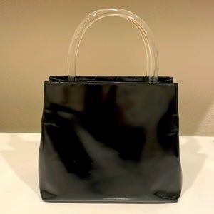 Prada 90s Black Leather Lucite Handle Bag